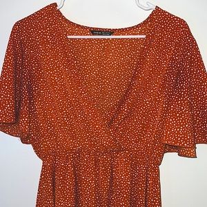 orange and white dress